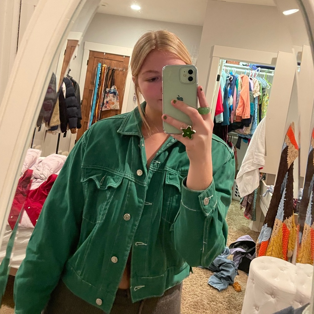 topshop green denim jacket